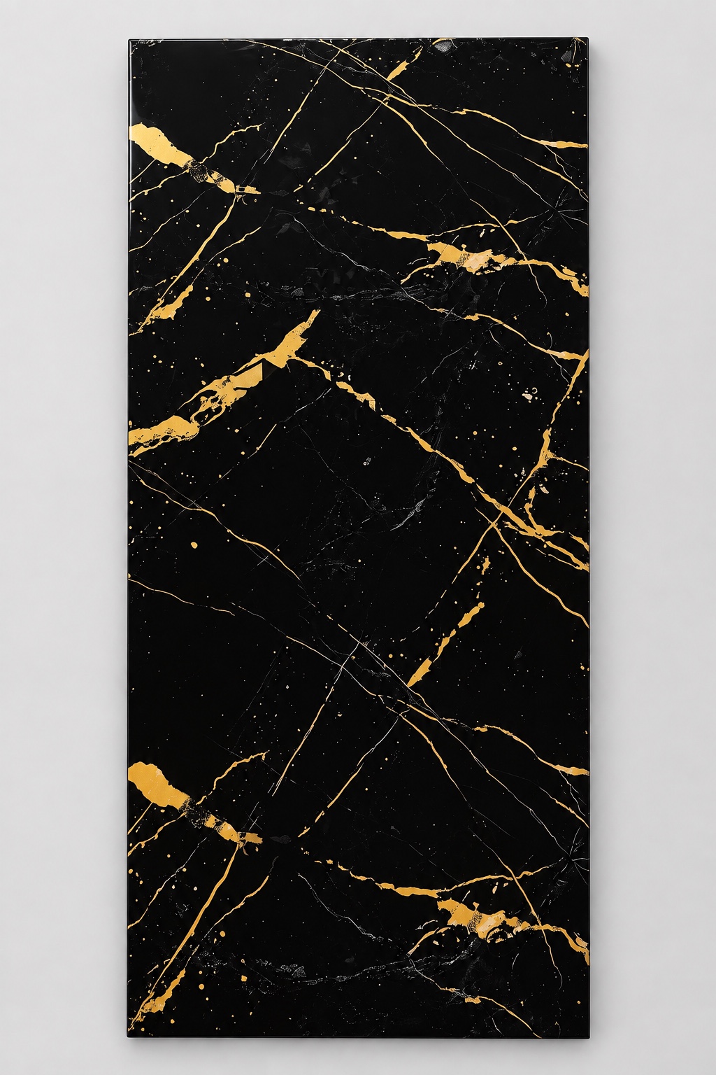 SPC/PVC-wandpaneel in zwart marmer met gouden aders